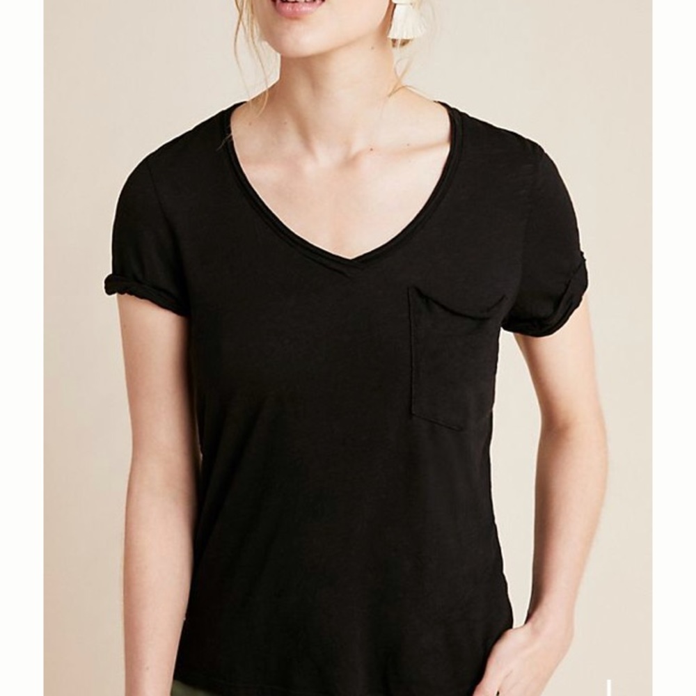 Anthropologie t.la Pocket Tee Black Cotton Shirt - Picture 5 of 7